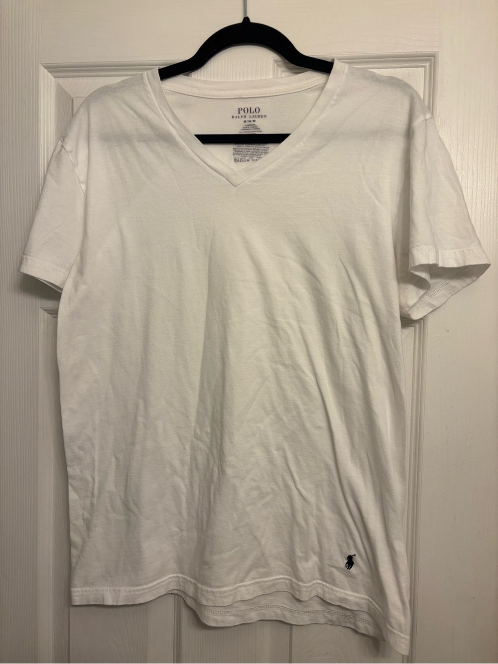 Polo by Ralph Lauren White V-Neck Tee with Polo Pony
